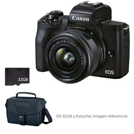 Canon M50 MARK II EF-M  15 -45mm IS  STM + ESTUCHE Y SD 32 GB Canon M50 MARK II EF-M  15 -45mm IS  STM + ESTUCHE Y SD 32 GB