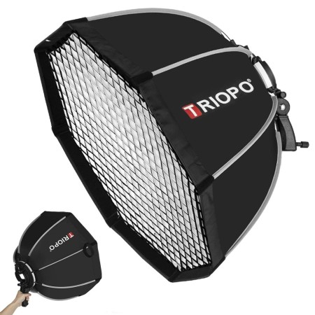 softbox octogonal TRIOPO KS 90 (montura  para flash de mano) + grilla softbox octogonal TRIOPO KS 90 (montura  para flash de mano) + grilla